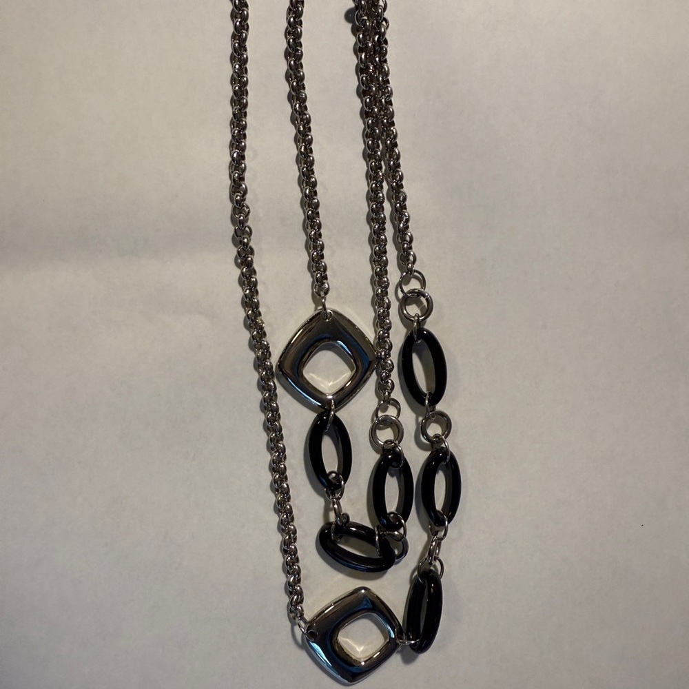 Modern Black and Silver Minimalist Necklace
